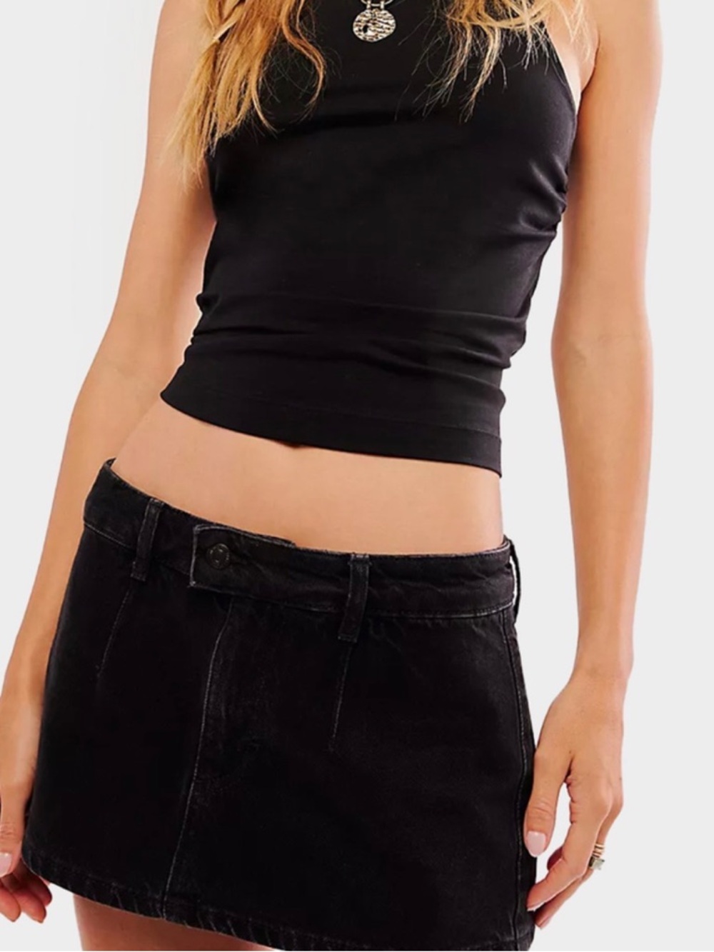 Free People We The Free Gallivanting Peekaboo Micro Low-rise Skort Black